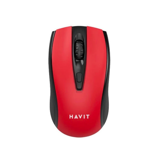 Mouse Havit Inalambrico Resolucion hasta 1600 DPI de 4 Botones Alcance 10 Metros color Negro con Rojo MS858GT-BR