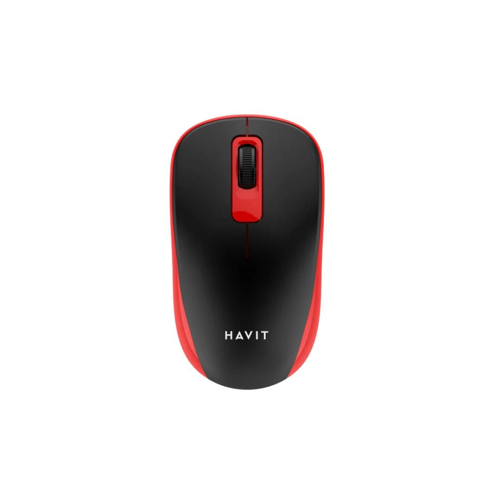 Mouse Havit Inalambrico Resolucion hasta 1200 DPI de 3 Botones Alcance 8 Metros color Negro y Rojo MS626GT-B-RED