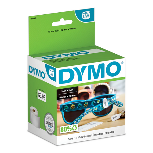 Etiqueta Dymo Labelwriter 1500 Piezas de 10mm x 19mm para Joyas 30299