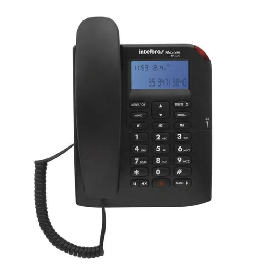 Terminal Intelbras de Porteria TP 2000 Identificador de Llamadas FSK DTMF Instalacion en Mesa o Pared Compatible con CP 112 color Negro 4502000