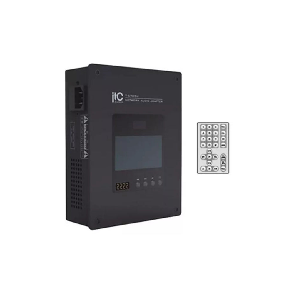 Amplificador ITC de Pared IP Potencia 15W Puerto USB MP3 Salida para Parlantes 4Ohm Alimentacion 220Vac T-6705U