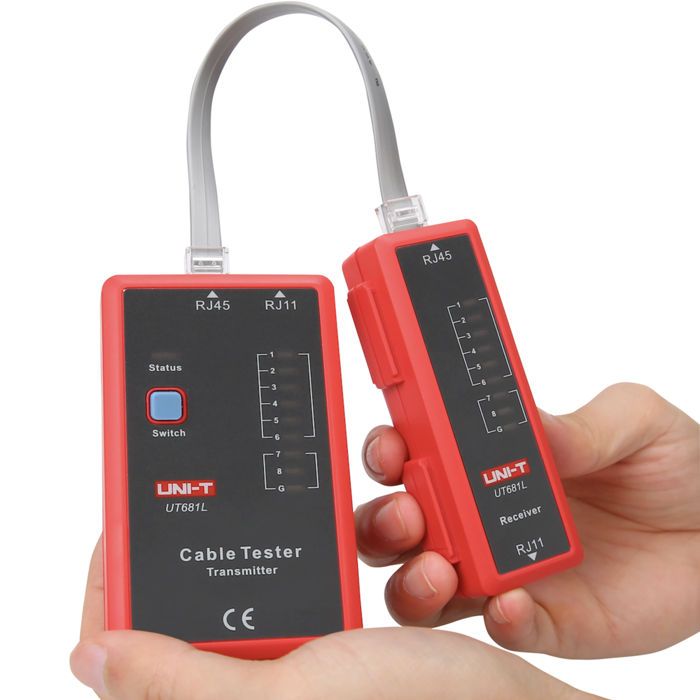 Tester para Cable de Red Uni-t RJ45 y RJ11 Detecta Rotura de Circuito Circuito Abierto y Cruzado UT681L