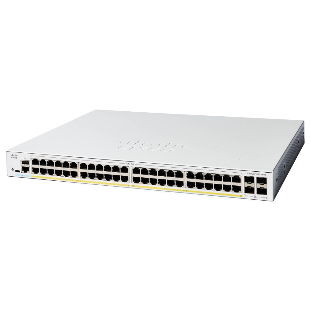 Switch Cisco Catalyst 1200 48 Puertos GE PoE 4x1G SFP PoE+ hasta 375 Watts Rackeable C1200-48P-4G