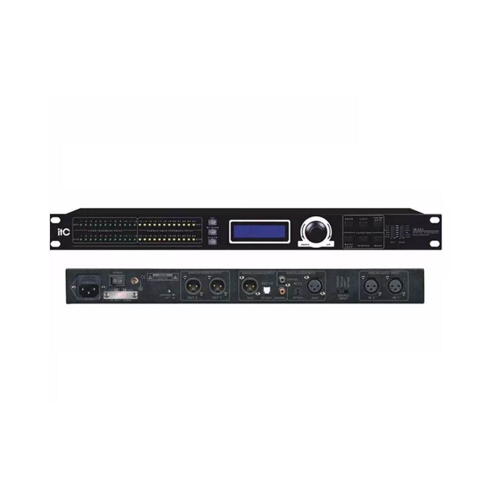Supresor de Realimentacion ITC Estereo con Pantalla LCD Entradas y Salidas Analogico Coaxial y Fibra Optica TS-224