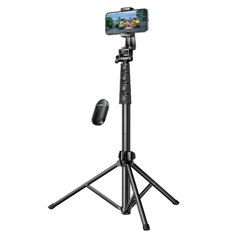 Palo Selfie Ugreen Tripode con Bluetooth Altura Maxima 177cm Angulo Ajustable y Rotacion de Cabeza 360 grados Rotacion de Cuello 190 grados 15609