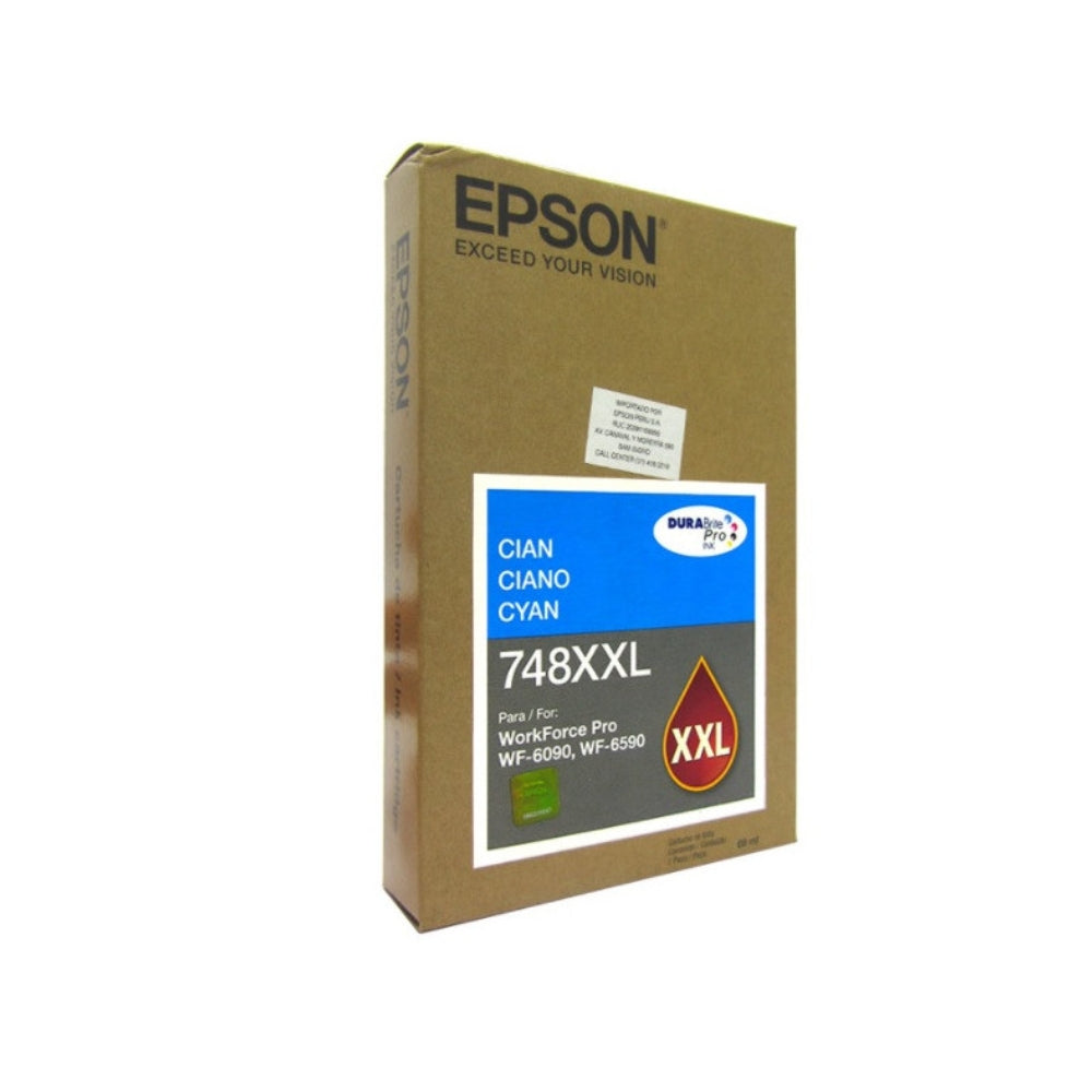 Cartucho de Tinta Epson T748 de Extra Alta Capacidad XXL Rendimiento hasta 7.000 Paginas color Cian T748XXL220-AL