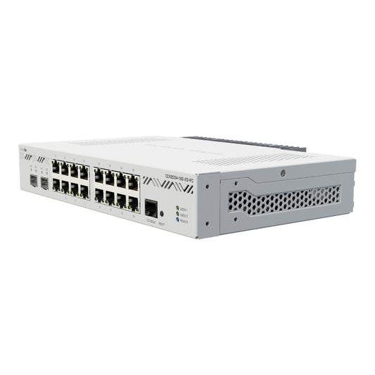 Cloud Core Router Mikrotik 16 Puertos Gigabit + 2 Puertos SFP + Puerto Consola CPU AlvinoV2 RAM 4GB Cooler Pasivo Licencia Nivel 6 Rackeable CCR2004-16G-2S+PC