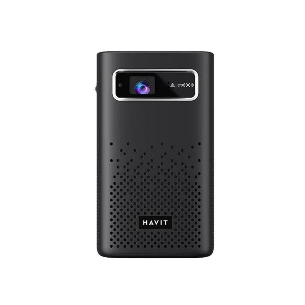 Mini Proyector Portatil Havit Android TV 9.0 HD DLP 180 ANSI Lumens Ligero y Portatil con Bateria Integrada Soporta Peliculas 3D WiFi Doble Banda 2.4 y 5.0 GHz PJ208-EU-B