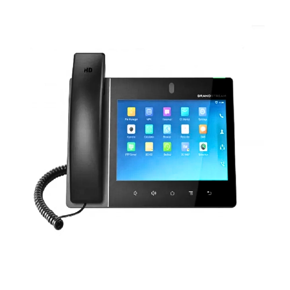 Telefono IP GranDStream 16 Lineas SIP 2 Puertos Ethernet Gigabit PoE Android 7 Pantalla IPS LCD 8" Camara 2MP WiFi Bluetooth 4.2 Salida Mini-HDMI Incluye Adaptador GXV3380
