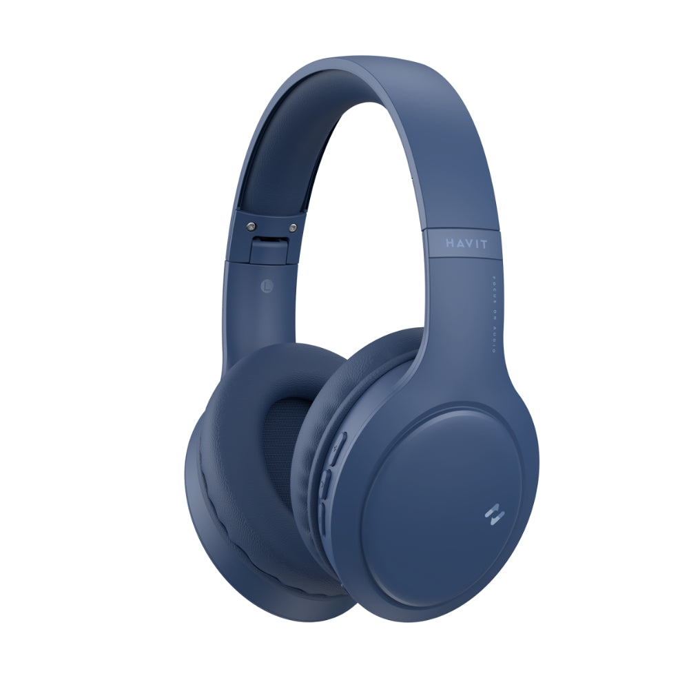 Audifonos Havit Bluetooth Bateria hasta 22 Horas Bluetooth 5.1 Diseño Ajustable y Plegable Puerto USB-C color Azul H633BT-BLUE