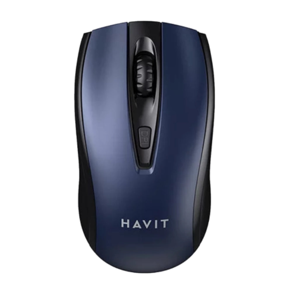 Mouse Havit Inalambrico Resolucion hasta 1600 DPI con 3 Botones Conexion 2.4GHz Alcance hasta 10 Metros color Negro+azul MS858GT-BB