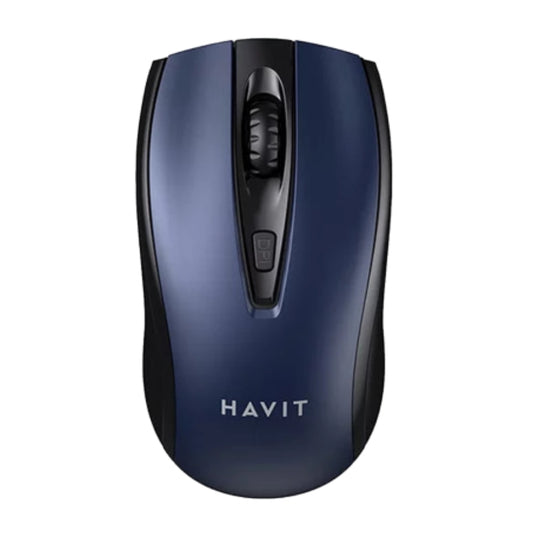 Mouse Havit Inalambrico Resolucion hasta 1600 DPI con 3 Botones Conexion 2.4GHz Alcance hasta 10 Metros color Negro+azul MS858GT-BB