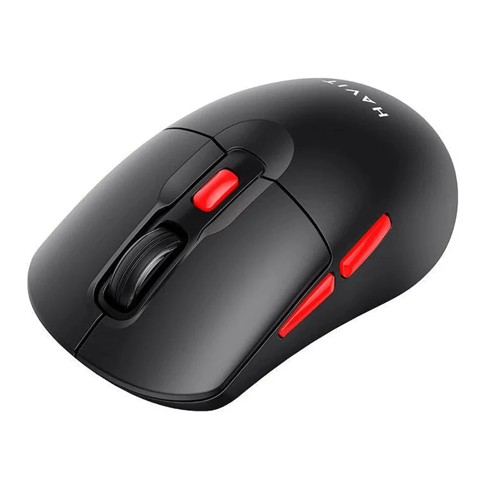 Mouse Havit Inalambrico Dual Tecnologia 2.4GHz Bluetooth 5.1 con 6 Botones 800,1200,2400 DPI Color Negro con Rojo MS59WB-BR
