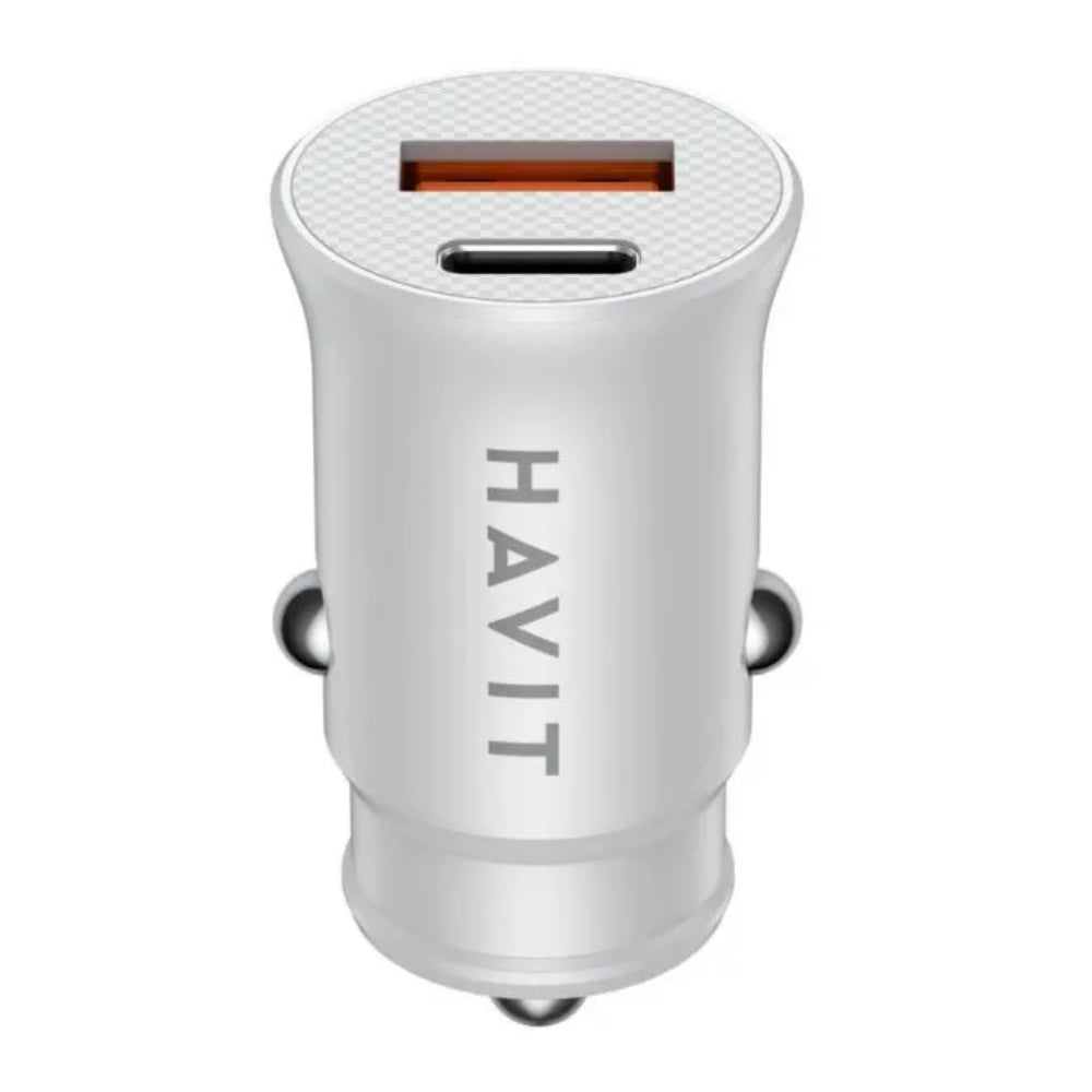 Cargador para Vehiculo Havit Salida Puerto USB-A 3Amp y USB-C 3Amp CC2022-WH