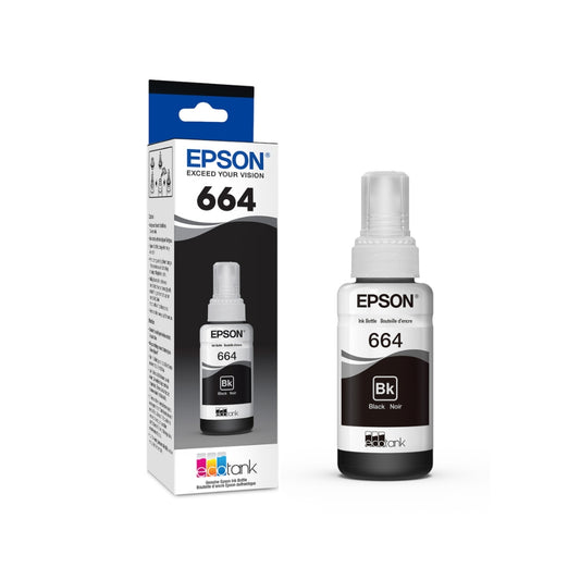 Botella de Tinta Epson T664 color Negro de 70ml T664120-AL