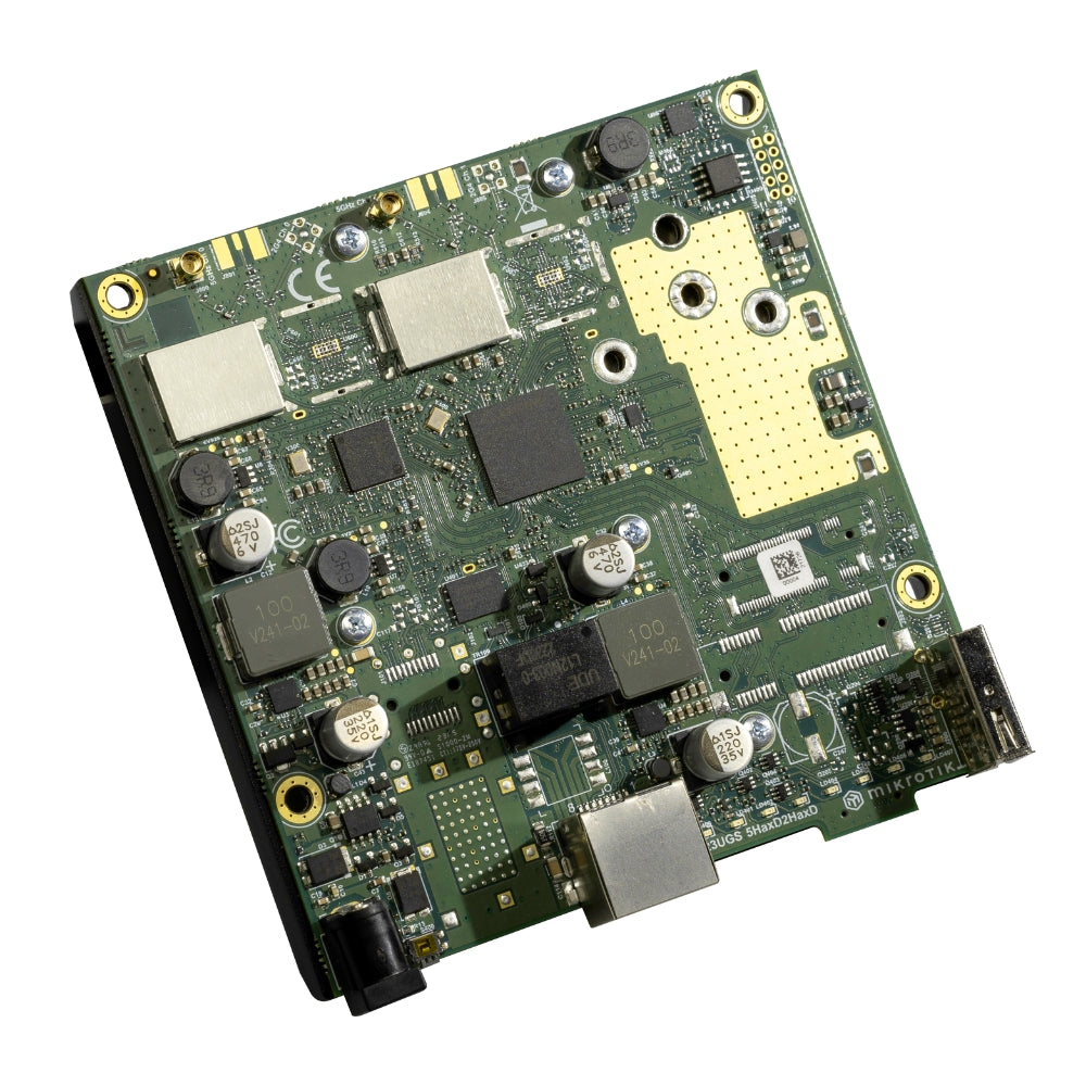 Tarjeta Netbox Mikrotik 5 AX WiFi6 802.11A/N/AC/AX Frecuencia 5GHz 1 Puerto Gigabit PoE +1xUSB-A Licencia Nivel 4 L11UG-5HaxD