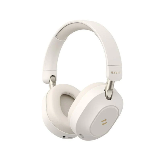 Audifonos Havit Inalambricos HI-Res Cancelacion de Ruido Activa Autonomia hasta 80 Horas Plegables Conexion a 2 Dispositivos en Simultaneo Puerto USB-C color Beige H668BT-BG
