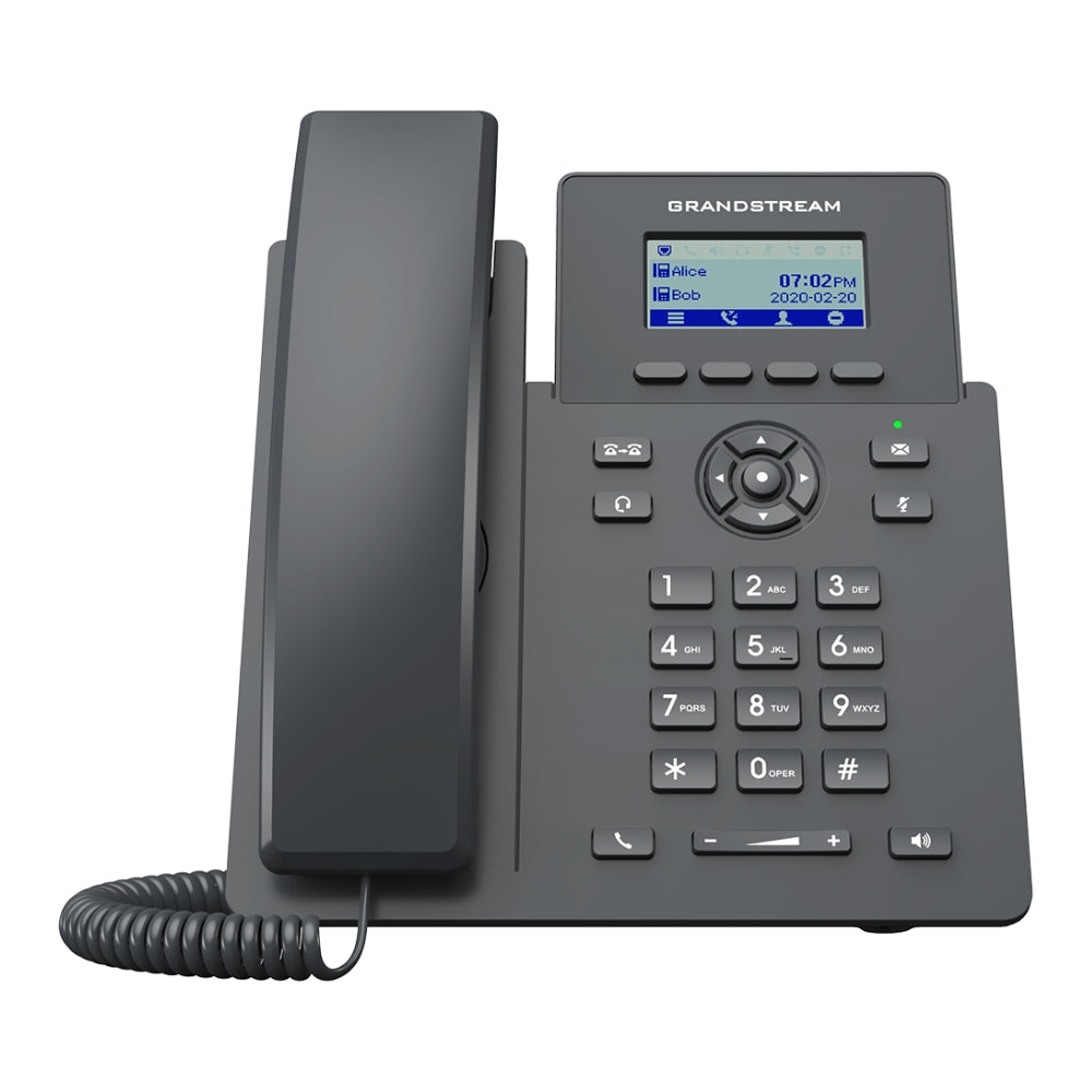Telefono IP GranDStream 2 Lineas 2 Cuentas SIP Puerto Ethernet 100Mbps PoE 802.3AF Pantalla LCD Audio HD Conferencia 5 Vias No Incluye Adaptador GRP2601P