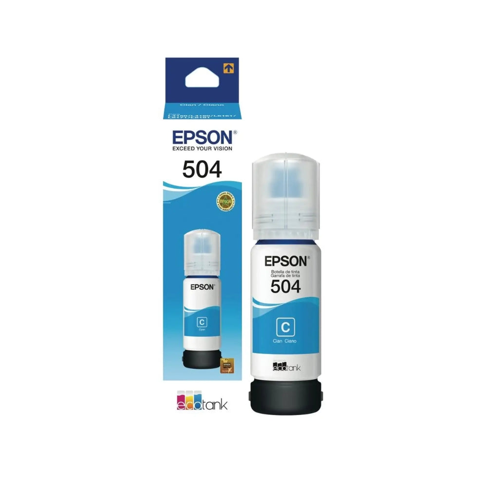 Botella de Tinta Epson T504 color Cian de 70ml T504220-AL