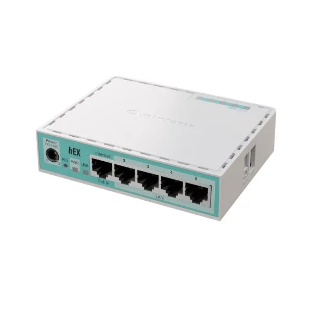 Router Board Mikrotik Hex Refresh 5 Puertos Gigabit + 1xUSB-A 2.0 RouterOS v7 Soporta Dude Server CPU Dual Core 950MHz RAM 512MB Licencia Nivel 4 E50UG