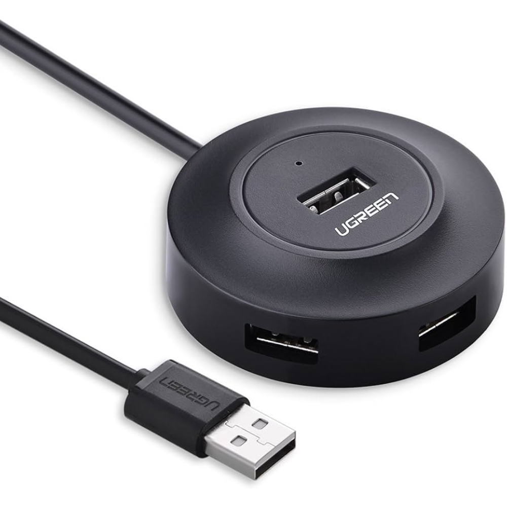Hub USB-A 2.0 Ugreen de 4 Puertos hasta 480Mbps Cable de 1 metro de Longitud Compatible con Windows MAC y Linux 20277