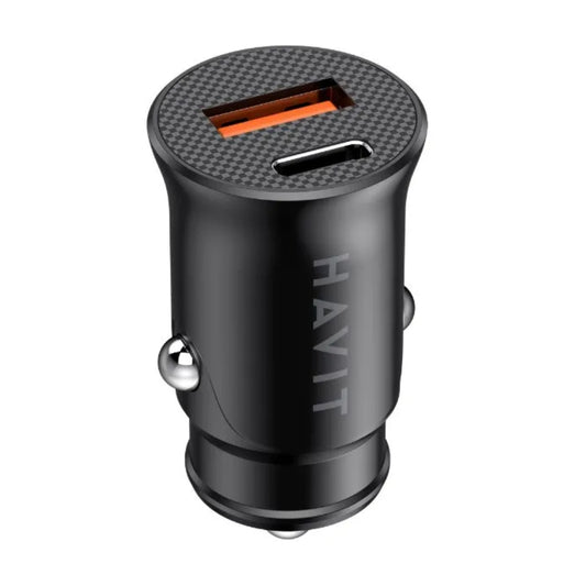 Cargador para Vehiculo Havit Salida Puerto USB-A 3Amp y USB-C 3Amp CC2022