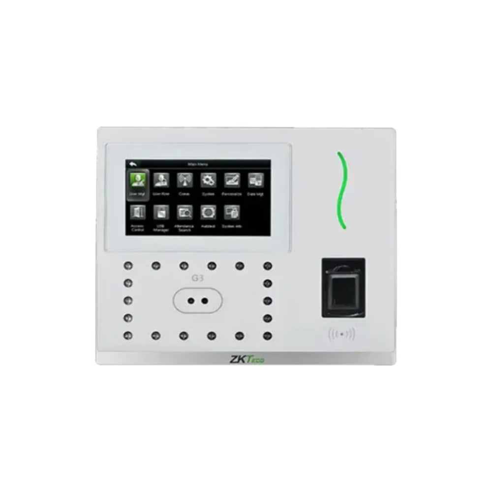 Control de Acceso y Asistencia ZKTeco Facial Huella Palma y Tarjeta Capacidad 200.000 Registros Comunicacion USB y Ethernet G3 Pro/ID/ Backup battery