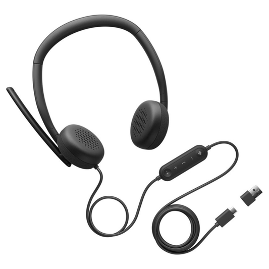 Auriculares Dell Cableado con Cancelacion de Ruido basado en IA Longitud Cable 2 Metros WH3024-DWW