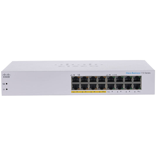 Switch Cisco CBS110 No Administrable 16 Puertos GE con 8 Puertos PoE hasta 64 Watts CBS110-16PP-NA