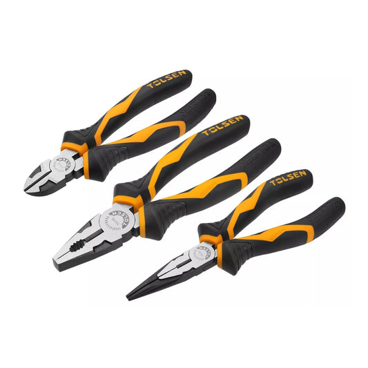 Set de 3 Alicates Tolsen Combinado de 7" Corte de 6" y Punta Larga de 6" Material CRV 10410