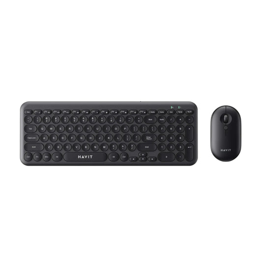 Combo Teclado y Mouse Havit Inalambrico Diseño Elegante Conexion 2.4GHz Mouse hasta 1600 DPI Alcance 10 Metros color Negro KB254GCM-BK