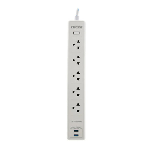 Protector de Sobretension Forza Nivel 2 1200J 1540W con 5 Salidas NEMA y 2 Puertos USB-A FSP-512USBW