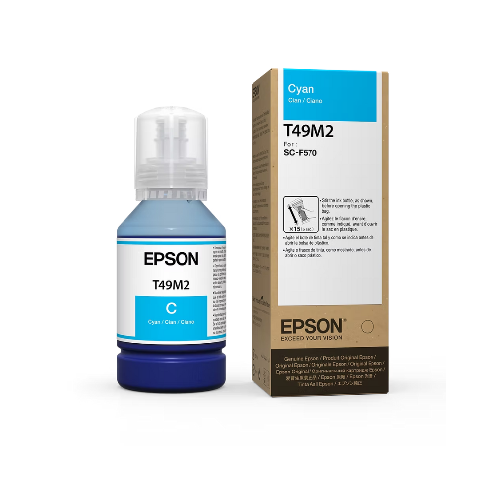 Botella de Tinta Epson T49M Ultrachrome DS para Plotter color Cian de 140ml T49M220