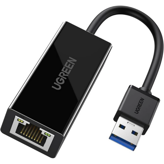 Adaptador Ethernet Ugreen USB-A 3.0 Gigabit 10/100/1000 Mbps color Negro 20256