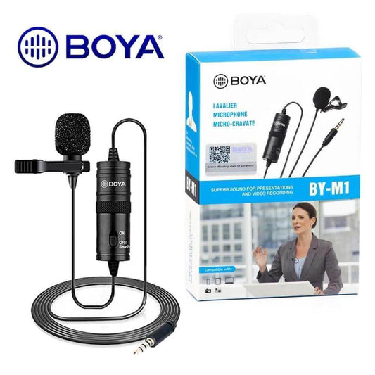 Microfono de Solapa Boya Omnidireccional Cable de 6m Espuma para Viento BY-M1