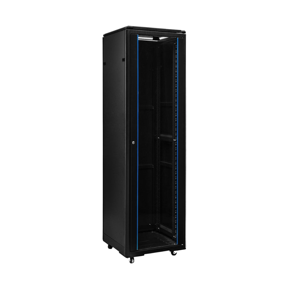 Gabinete Dimax 42U 600x600x2000mm Puerta de Cristal color Negro Z062