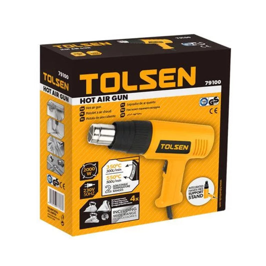 Pistola de Calor Tolsen de 2000W con 2 Rangos de Temperatura Ajustables 350C y 550C 79100