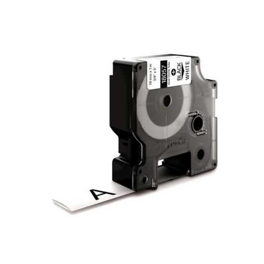 Cinta Dymo Rhino Industrial Termocontraible texto Negro fondo Blanco 19mm x 1.5m 18057