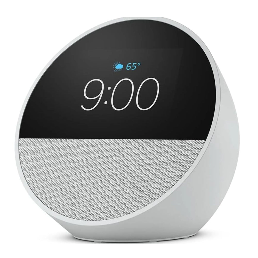 Parlante Amazon Alexa Echo Spot 2024 Sonido Vibrante Pantalla 2.83" 320x240Pixeles 3 Botones color Blanco Glaciar BV84J9-WH