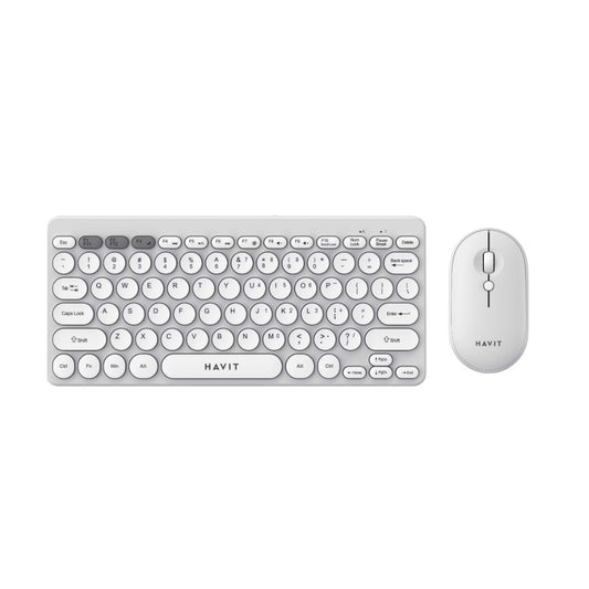 Combo Teclado y Mouse Havit Diseño Elegante Conexion 2.4GHz Mouse hasta 1600 DPI Alcance 10 Metros color Blanco KB279GCM-WH