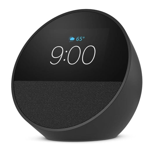 Parlante Amazon Alexa Echo Spot 2024 Sonido Vibrante Pantalla 2.83" 320x240Pixeles 3 Botones color Negro BV84J9-N