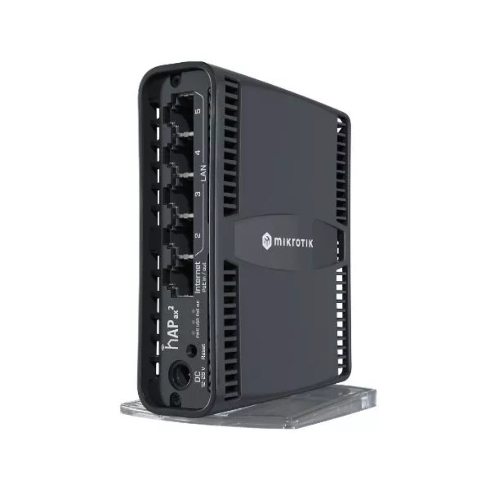 Home Access Point Mikrotik HAP WiFi6 AX1800 Wave2 802.11A/N/AC/AX Antenas Internas de 4 a 4.5dBi + 5 Ethernet Gigabit CPU 4 Core 864MHz RAM 1GB Licencia Nivel 4 Fuente Incluida C52iG-5HaXD2HaxD-TC