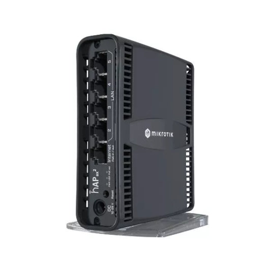 Home Access Point Mikrotik HAP WiFi6 AX1800 Wave2 802.11A/N/AC/AX Antenas Internas de 4 a 4.5dBi + 5 Ethernet Gigabit CPU 4 Core 864MHz RAM 1GB Licencia Nivel 4 Fuente Incluida C52iG-5HaXD2HaxD-TC