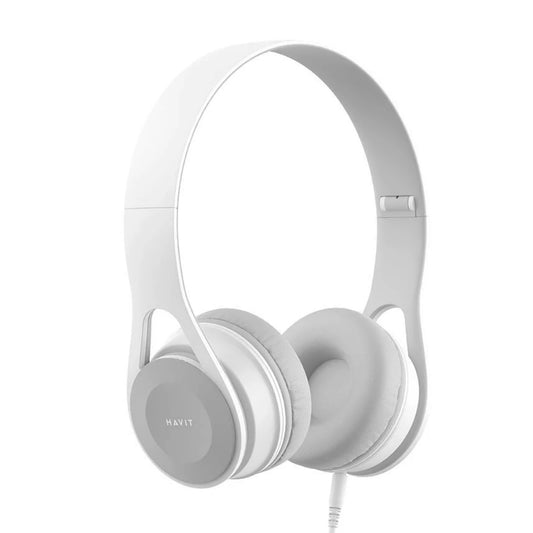 Audifonos Havit Plegable con microfono Conexion Jack 3.5mm Cable de 1.2 Metros color Gris H2262d-GREY