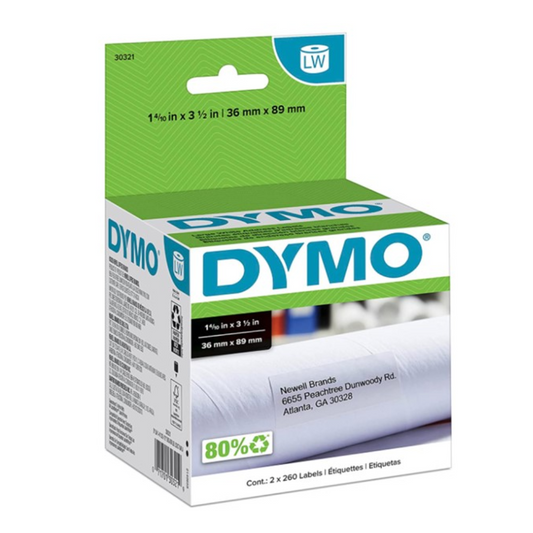 Etiqueta Dymo Labelwriter 520 Piezas de 36mm x 89mm 30321