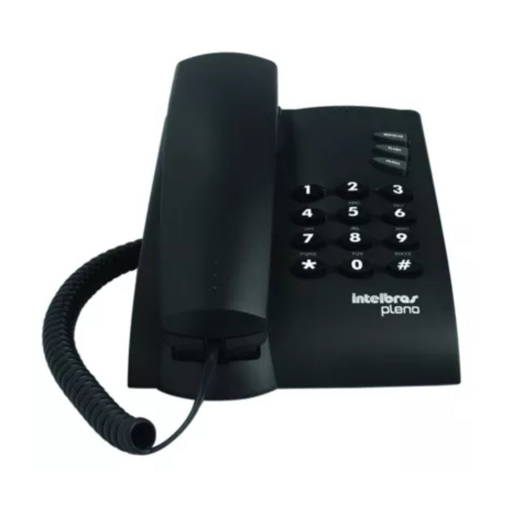 Telefono Intelbras Pleno Alambrico Basico Universal para Mesa o Pared color Negro 4080107