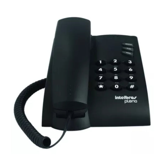 Telefono Intelbras Pleno Alambrico Basico Universal para Mesa o Pared color Negro 4080107