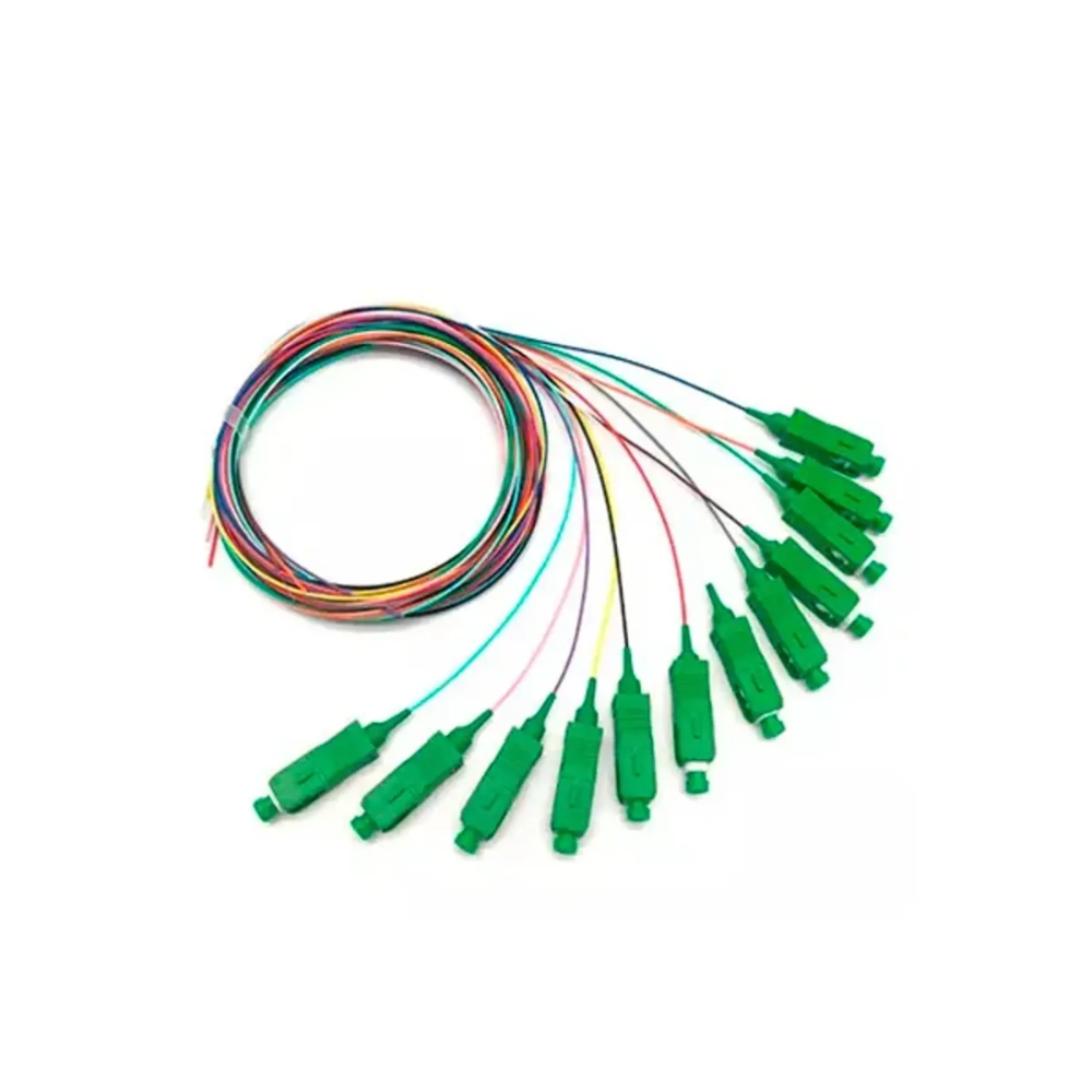Pigtail Dimax SC/APC Monomodo cable de 0.9mm Blanco/Verde Largo de 1 metro Bolsa de 12 Piezas C739