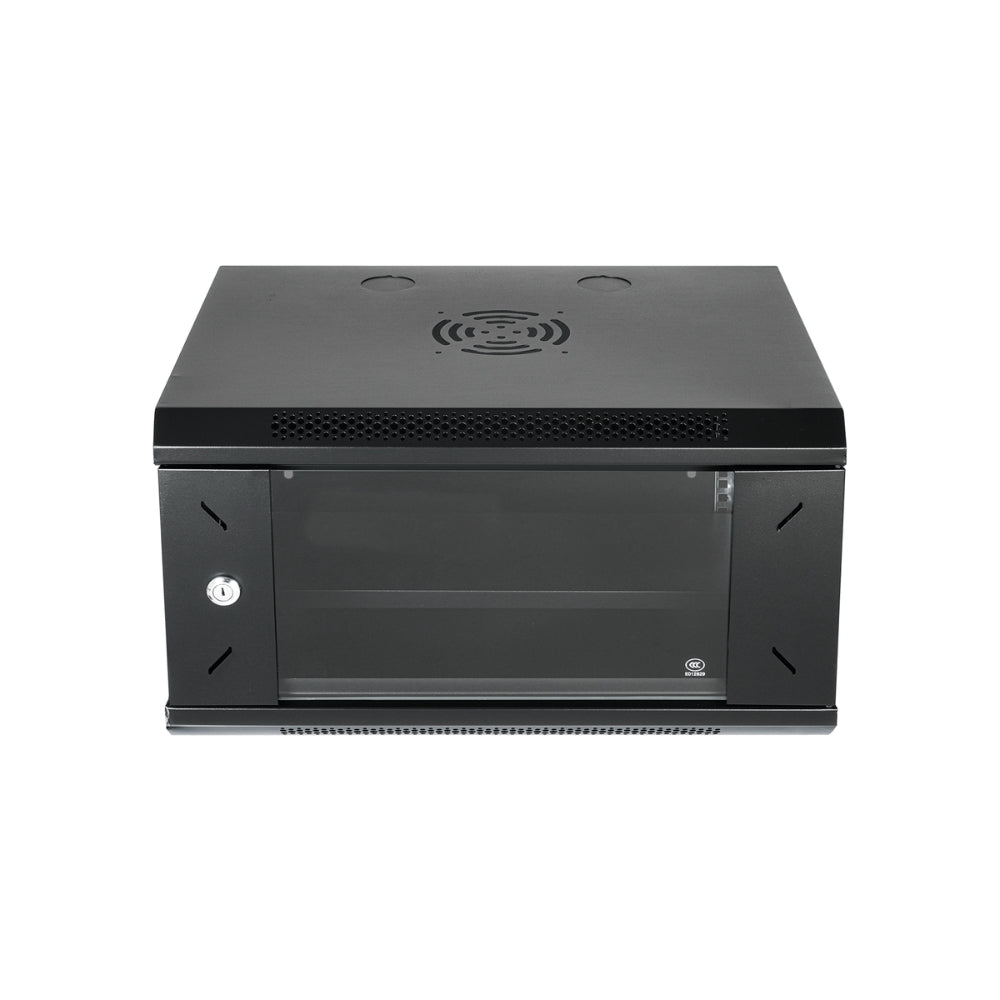 Gabinete Dimax 6U SOHO 19" 530x400x367mm Puerta de Cristal Capacidad 60Kg Norma ROHS color Negro Z058
