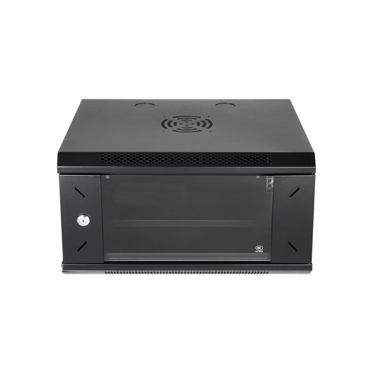 Gabinete Dimax 6U SOHO 19" 530x400x367mm Puerta de Cristal Capacidad 60Kg Norma ROHS color Negro Z058